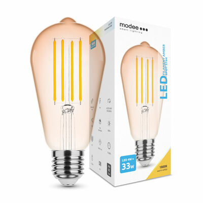 Modee Smart Lighting LED izzószál borostyánsárga izzó, E27 4W meleg fehér (ML-ST64FA1800K4WE27)