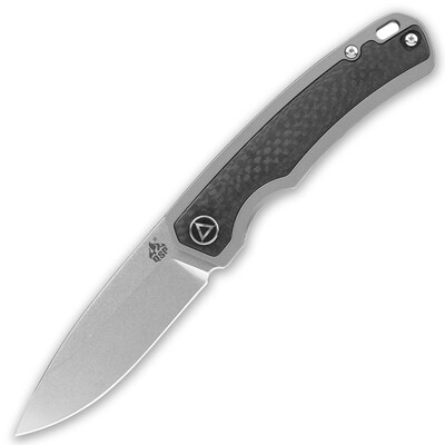 QSP Knife QSP127-D1 Puffin Titanium CF vreckový nôž 7,6 cm, Stonewash, šedá, titán, uhlikové vlákno