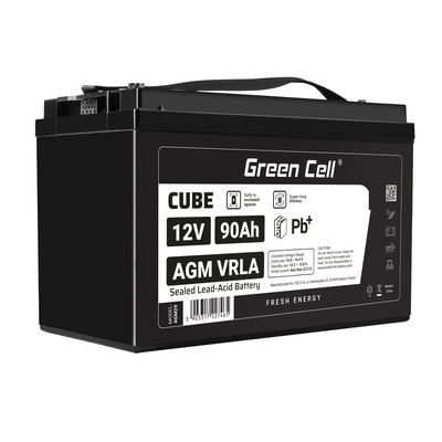 AGM12V90AH-J Green Cell CUBE AGM IP54 12V 90Ah VRLA zselés akkumulátor mélytöltéssel robogókhoz, kas