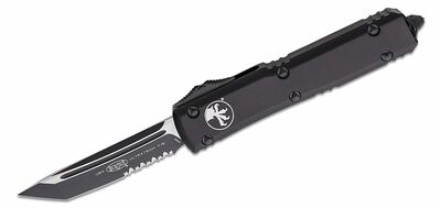 Microtech 123-2T Ultratech Black Part Serr. automata kés 8,8 cm, teljesen fekete, alumínium