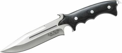 Gil Hibben GH5027 Hibben Legacy Combat zberateľský nôž 14,5 cm, čierna, Micarta, kožené puzdro