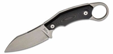 H1 GBK LionSteel Fixed Blade M390 kőmosott, tömör G10 nyél, bőr tok, Skinner