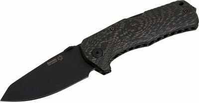 LionSteel TM1 CB szénszálas zsebkés 9 cm, fekete, szénszálas, üvegtörő