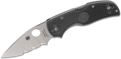 Spyderco C41PSBK5 Native 5 Part. Serrated kapesní nůž 7,6 cm, Satin, černá, FRN