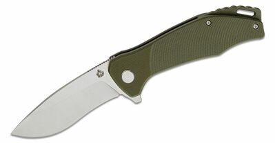 QSP Kés QS122-B Raven Green zsebkés 8,6 cm, szatén/kőmosás, zöld, G10