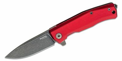 LionSteel MT01A RB Myto Black Red zsebkés 8,3 cm, Stonewash PVD, piros, alumínium, üvegtörő