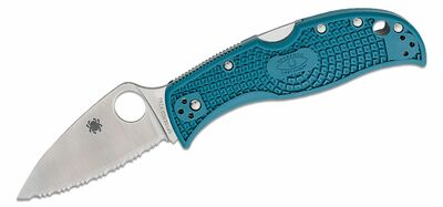 Spyderco C262SBLK390 LeafJumper Blue Lightweight vreckový nôž 7,8 cm, zúbkovanie, modrá, FRN