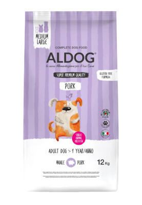 Aldog 2D-MR12M Pork M/L granule pre dospelých psov, stredné/veľké plemená, bravčové, 12 kg