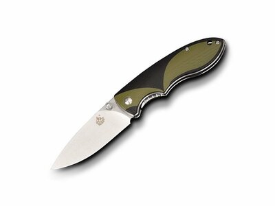 QSP Knife QS112-B Piglet Green/Black vreckový nôž 7,9 cm, čierna, zelená, G10