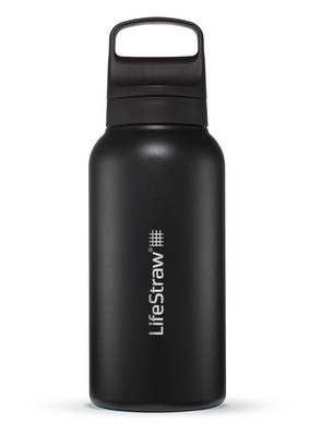 LGV41SBKWW Lifestraw Go 2.0 Stainless Steel Water Filter Bottle 1L Black