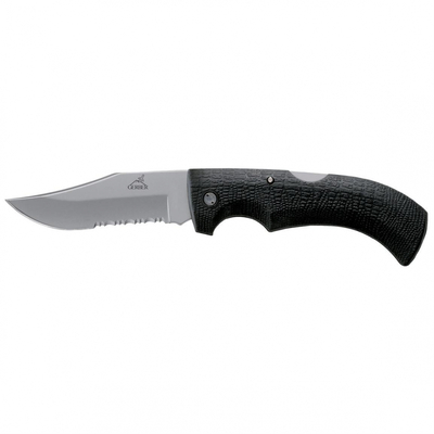 Gerber 31-003614 Gator vreckový turistický nôž 9,5 cm, zúbkovanie, čierna, GFN, nylonové puzdro