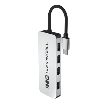 Green Cell HUB-GC-C4A Basic adaptér USB-C 4v1 (4x USB-A 3.0) - rýchly prenos až 5Gb/s, hliník