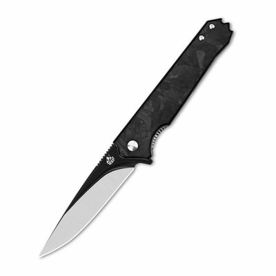 QSP Knife QS111-A2 Mamba CF vreckový nôž 8,9 cm, čierna/satin, drvené uhlíkové vlákno