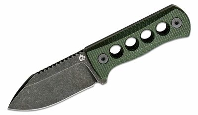 QSP Knife QS141-C2 Canary Micarta Green nůž na krk 6,4 cm, Blackwash, zelená, Micarta, pouzdro Kydex