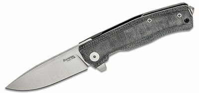 LionSteel MT01 CVB Myto Black zsebkés 8,3 cm, szatén, fekete, Micarta, üvegtörő