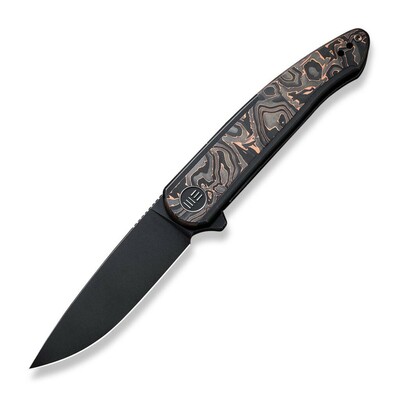 We Knife WE20043-6 Smooth Sentinel kapesní nůž 7,6 cm, Black Stonewash, titan, uhlíkové vlákno, měď