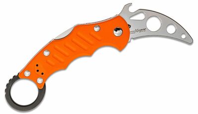 FOX knives FX-599 XTTK Karambit tréningový vreckový nôž 6,5 cm, oranžová, čierna, G10