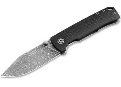 Böker Manufaktur Solingen 111103DAM Tiger-Damascus vreckový nôž 8,5 cm, damašek, čierna, Micarta