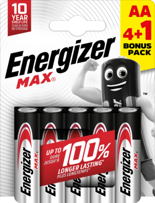 Energizer Max AA alkalické baterie 5ks (4+1) E303324300