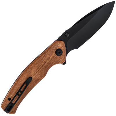S20066-4 Sencut Slashkin Guibourtia Wood Handle Black D2 Blade Liner Lock