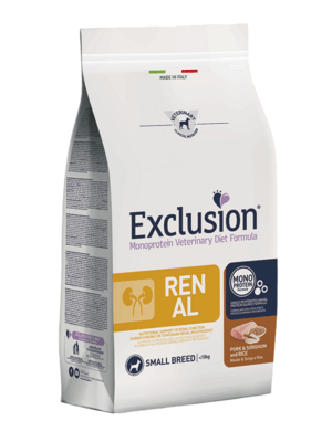 EXCLUSION REPS02 RENAL SMALL BREEDS veterinární krmivo 2kg, vepřové/cirok/rýže