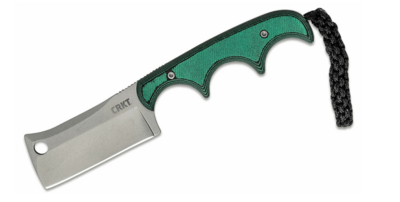 CRKT CR-2383 MINIMALIST® Cleaver nôž na krk 5,4 cm, čierno-zelená, Micarta, plastové puzdro, šnúrka