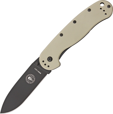 ESEE BRK1301DTB Avispa Desert Tan vreckový outdoorový nôž 8,9 cm, čierna, piesková, GRN