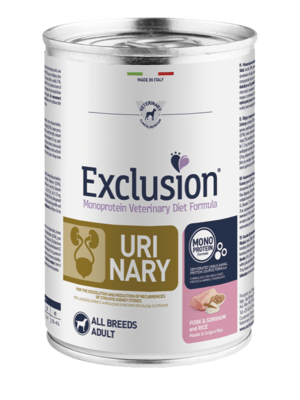 EXCLUSION UM37 URINARY ALL BREEDS konzerva 400g, bravčové/cirok/ryža