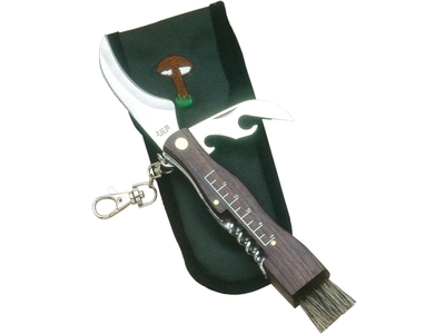 JKR0089 JOKER WOOD HANDLE WITH CORKSCREW 7 CM STAINLESS STEEL BLADE MUSHROOM KNIFE WITH NYLON SHEATH