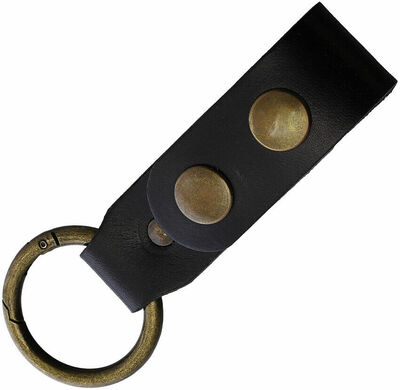 DG01 JOKER Black leather dangler, ring 3cm.