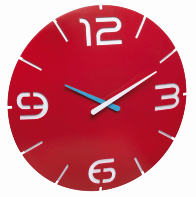 60.3047.05 TFA CONTOUR dizajnové nástenné hodiny, červené