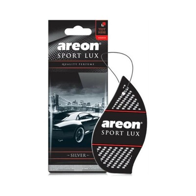 SL02 Areon SportLux Silver závesný papierový osviežovač vzduchu, čierna