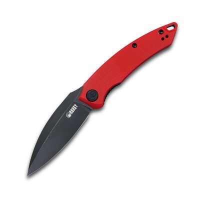 Kubey KU333B Leaf Black Red zsebkés 7,6 cm, fekete Stonewash, piros, G10