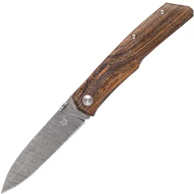 FOX Kések FX-525 DB Terzuola zsebkés 8,5 cm, Bocote fa, Damaszkusz, nylon hüvely