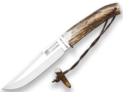 JOKER CC73 Luchadera lovecký nůž 16 cm, paroh, kožené pouzdro