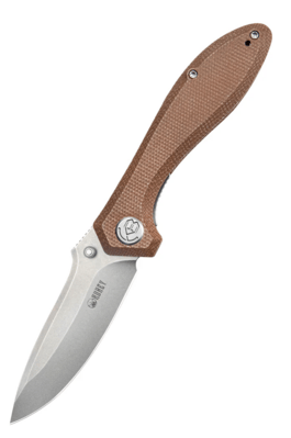 Kubey KU314M Ruckus Tan vreckový nôž 8,4 cm, hnedá, Micarta, spona