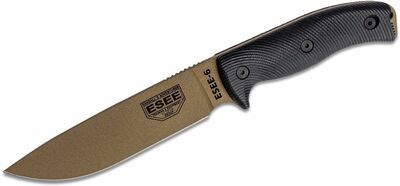 ESEE 6PDE-001 Model 6 fix kés 16,5 cm, sötétbarna, fekete, G10, fekete műanyag tok