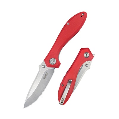 Kubey KU314J Ruckus Red vreckový nôž 8,4 cm, červená, G10, spona