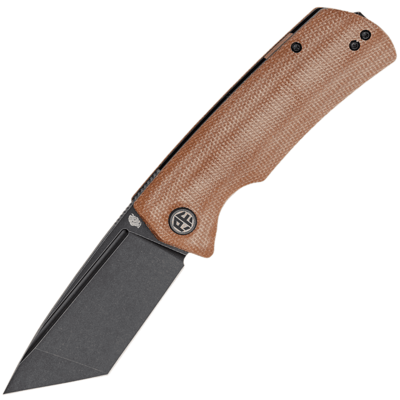 Petrified Fish PFP01TKMDW Beluga kapesní nůž 9,1 cm, Black Stonewash, hnědá, Micarta