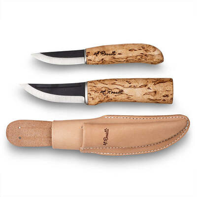 ROSELLI R190 sada nožů Hunting knife & Carpenter, dřevo břízy, dvojité kožené pouzdro