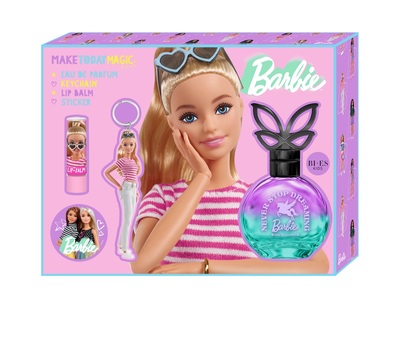 BARBIE GIFT SET EDP 50ml + lip balm + sticker + Barbie key ring
