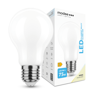 Modee Smart Lighting LED Filament Milky Globe žárovka E27 8W neutrální bílá (ML-MA60F4000K8WE27)