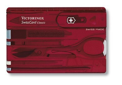 Victorinox 0.7100.T SwissCard Ruby kapesní nůž, červená transparentní, 10 funkcí