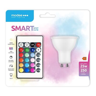 MSL-GU10PRGB4000K2,9W Mode LED Smart (Remote) GU10 (spot) 2,9W 110° RGB+4000K (250 lumen)