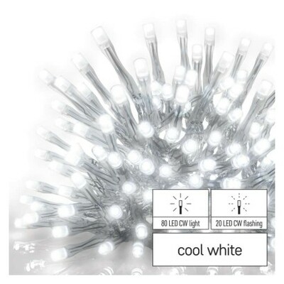 D1CC02 Emos Lighting Standard LED spoj. řetěz blikající – rampouchy, 2,5 m, vnější, studená bílá