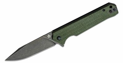 QSP Knife QS111-I2 Mamba V2 Green vreckový nôž 8,9 cm, Black Stonewash, zelená, Micarta