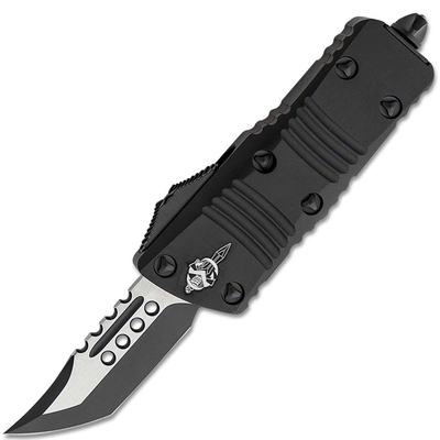 Microtech 819-1TS Mini Troodon Hellhound Black automata kés 5 cm, fekete, alumínium