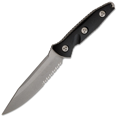 Microtech 113-11 Socom Alpha Partally Serr. taktikai kés 13,8 cm, Stonewash, fekete, G10, hüvely