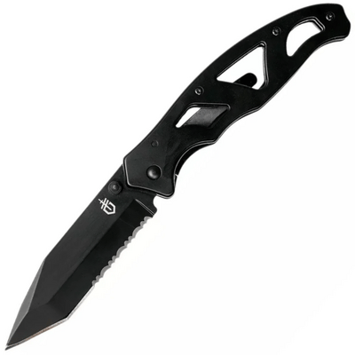Gerber 31-003635 Paraframe II Part. Serrated Black vreckový nôž 8,6 cm, celočierna, celooceľový