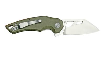 FE-027 MOD FOX knives  EDGE ATRAX FOLDING KNIFE, SATIN 9Cr13 BLADE, OD GREEN MICARTA HANDLE,